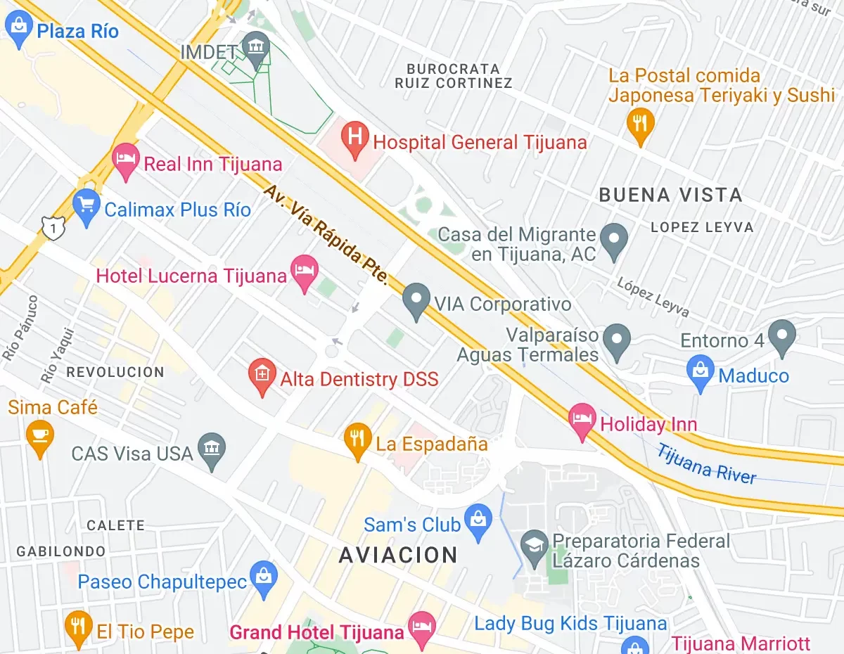 A map showing the location of a hotel in mexico city.